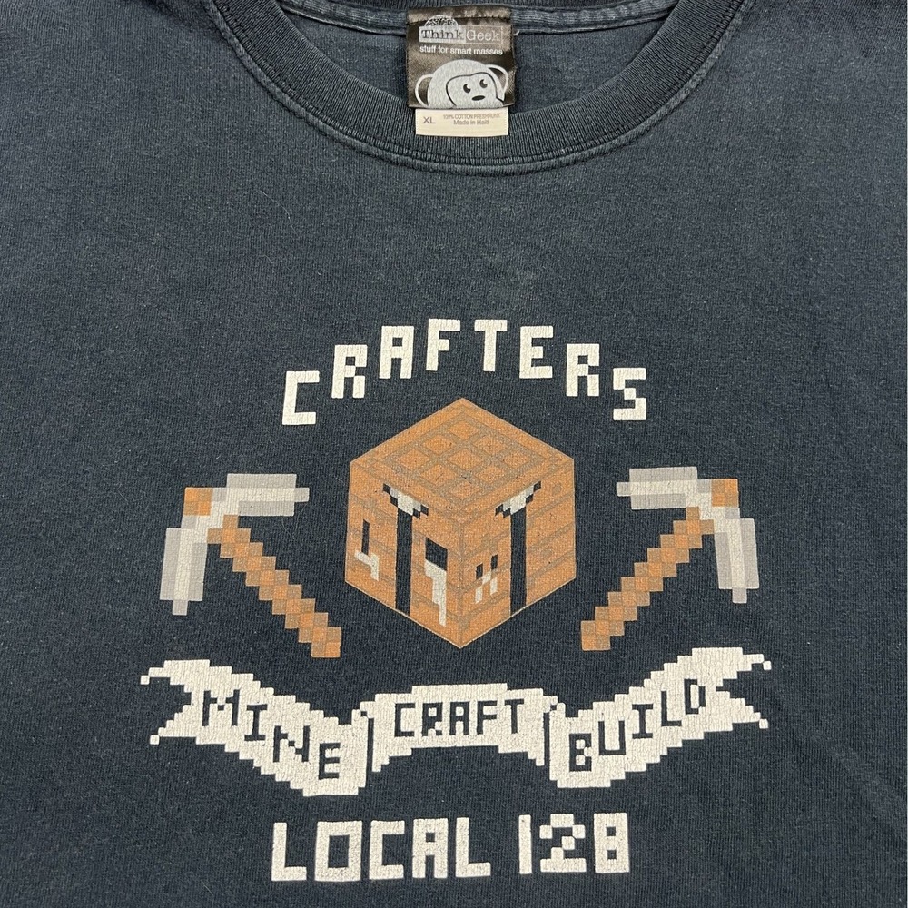 ThinkGeek Minecraft T-Shirt Mens XL Black Crafters Local 128 Graphic Tee